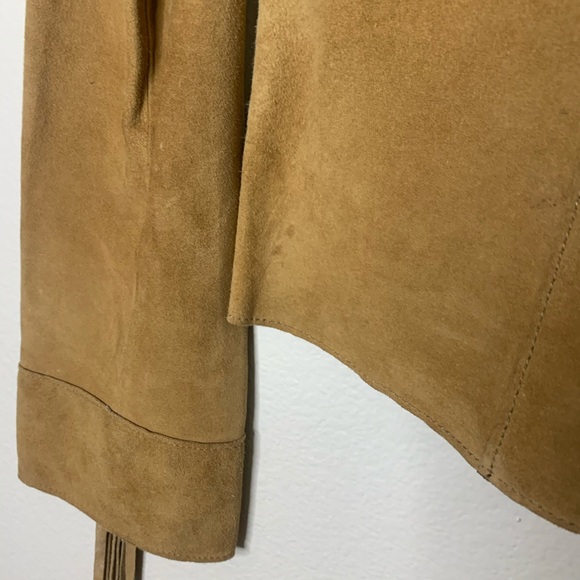 Vintage Paolo Santini 100% Suede Leather Lace Up Bohemian Long Sleeve Top - Picture 15 of 15